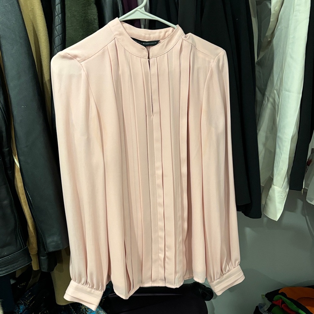 White House Black Market Blush Pleated Blouse New